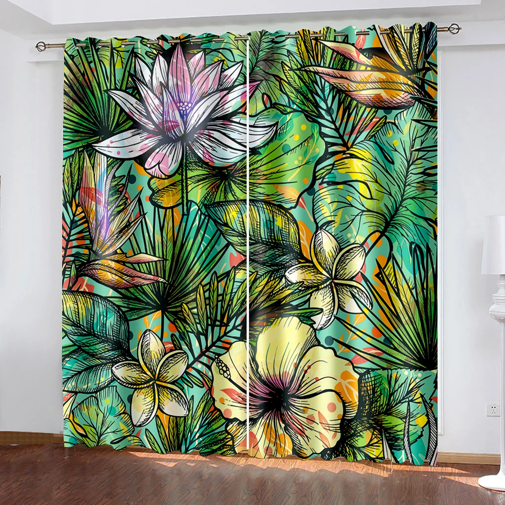 

Floral Printed Flower Curtains for Living Room Window Drapes Bedroom Blackout Curtains Tende Cortinas カーテン Cortinas Para La Sala