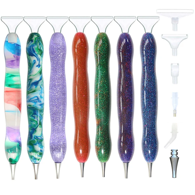 5D Resin Diamond Painting Drill Pen 7 Drill Heads Diamond Art Cross Stitch Embroidery Sewing Craft Nail Art Tools