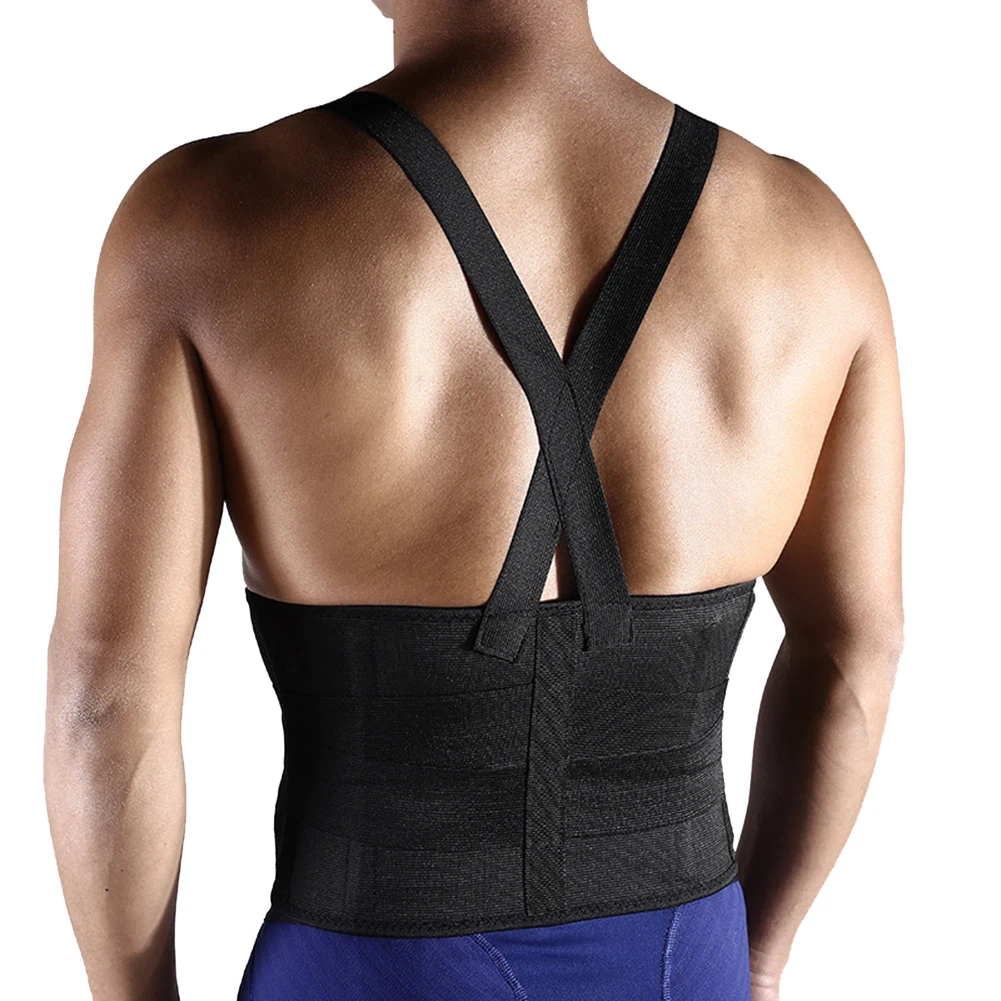 

Men Medical Lumbar Fitness Nylon Adjustable Waist Support Belt Breathable Weightlifting Running Back Belt With Shoulder Straps