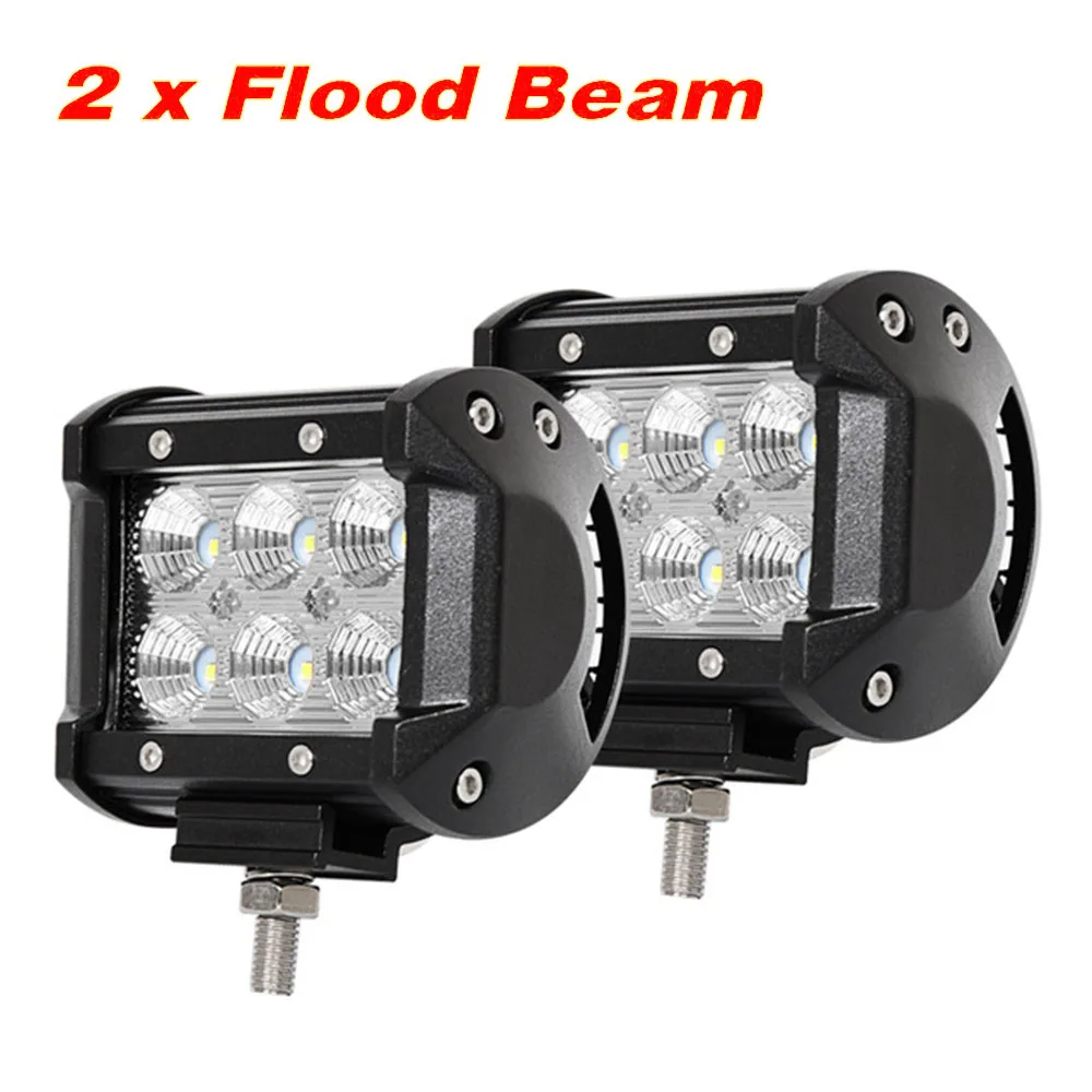 12 ''22'' 20 ''28'' 36 ''12 V 24V внедорожный светодиодный светильник, комбинированный точечный прожектор 20'' 126W светодиодный рабочий светильник для джипа автомобиля 4WD грузовика внедорожника ATV - Цвет: 2pcs 18w flood