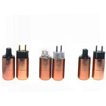 

HIFI Accuphase40th anniversary Schuko American gold-plated fever audio power cord plug US / EU audio power amplifier powercord