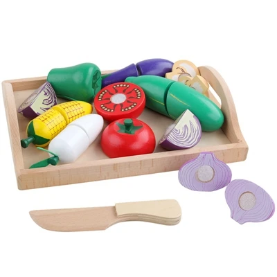 Новинка, 1 шт. набор, игрушка для ролевых игр, деревянные кухонные игрушки, разделочная игрушка для фруктов и овощей, миниатюрная еда для детей, деревянная игрушка для раннего образования - Цвет: XMJ-0047-5