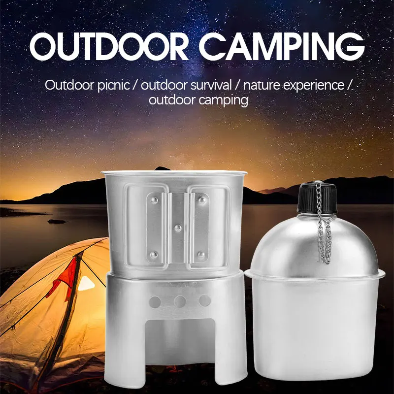 

Outdoor Canteen Cookware Set Canteen Cup Portable Water Bottle with Grab Handle Cup for Outdoor Camping Hiking