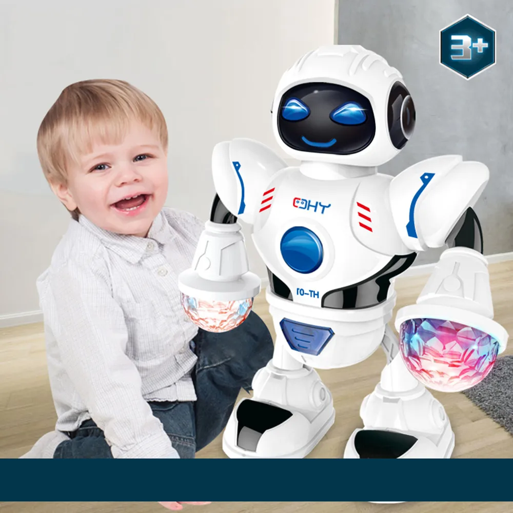 Робот, танцевальные игрушки для детей, электрический Универсальный мигающий светильник, музыкальная модель, детские игрушки, забавные игры, Обучающие, Раннее Обучение