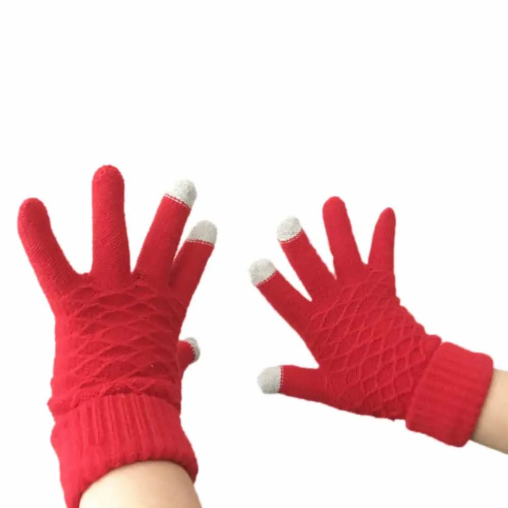Женские модные перчатки красные теплые зимние перчатки варежки Весна Осень Новые Большие размеры Модные Простые перчатки