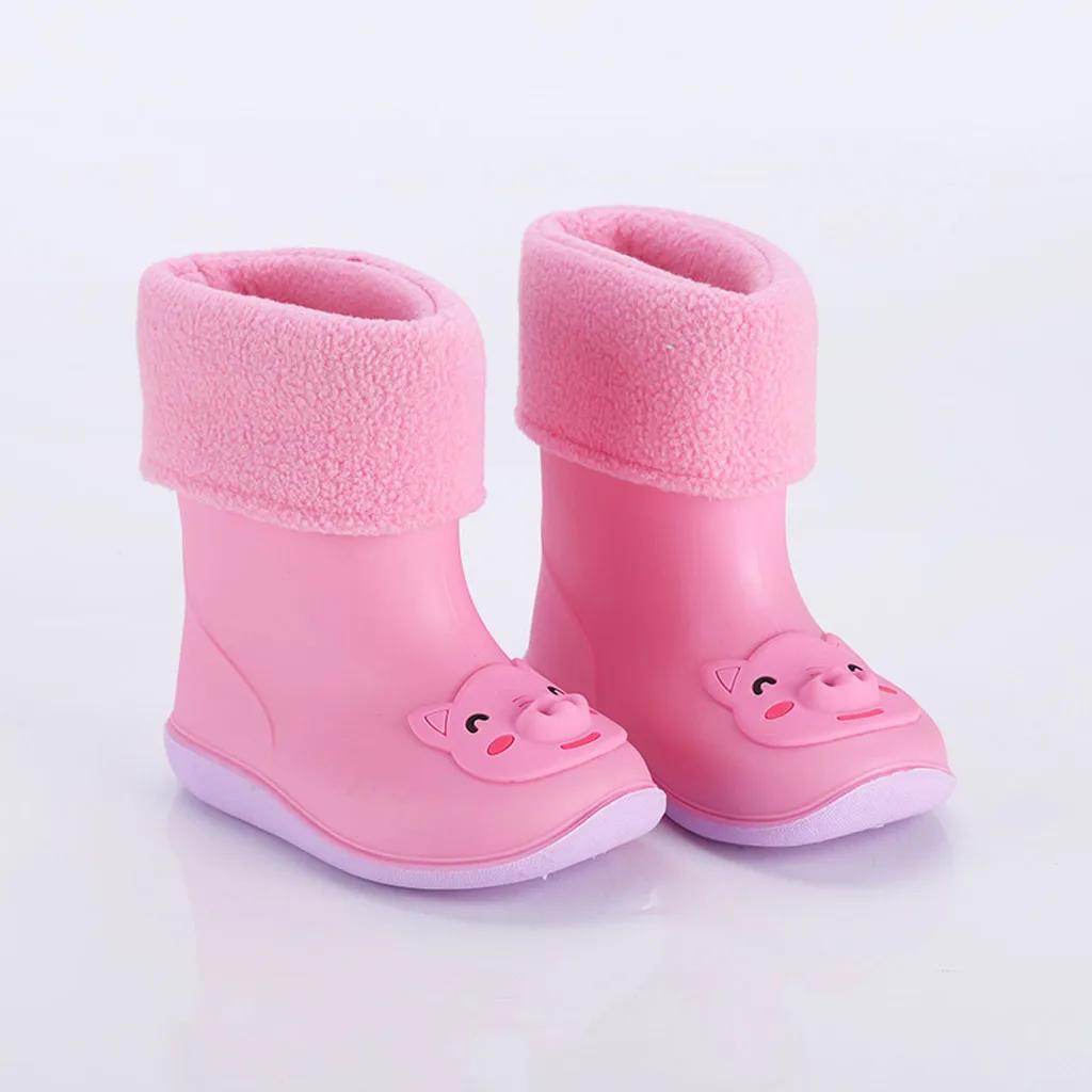 Резиновые сапоги для детей с широким носком; для мальчиков и девочек, водонепроницаемая обувь ботинки на резиновой подошве; противоскользящие мягкие детский плащ-дождевик обувь для дождливой погоды, резиновые сапоги for1-10y для детей