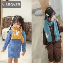 VISROVER/Новинка, 12 цветов, унисекс, детский трикотажный зимний шарф, однотонные Детские шарфы с рисунком, Осень-зима, детская шаль