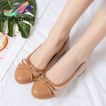 

DORATASIA Office Girl Mixed Color Shallow Slip On Butterfly Knot Pumps Spring Pumps Women Casual Round Toe Shoes Woman