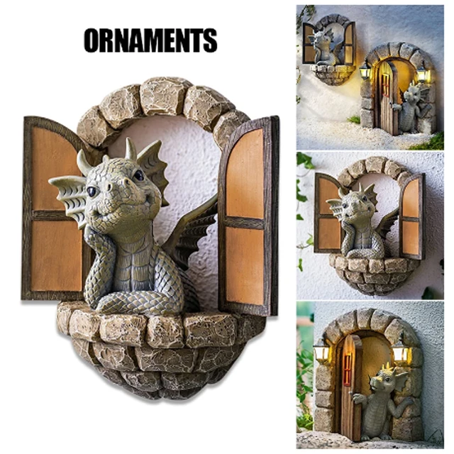 2021 Szép Kerti Sárkány Meditált Szobor Udvar Gyanta Dinoszaurusz Alakja Kültéri Dekoráció - Image 4