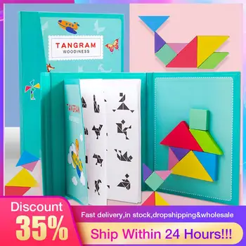 

Magnetic 3D Puzzle Jigsaw Tangram Game Montessori Learning Educational Drawing Board Games Toy Gift for Children Brain Tease