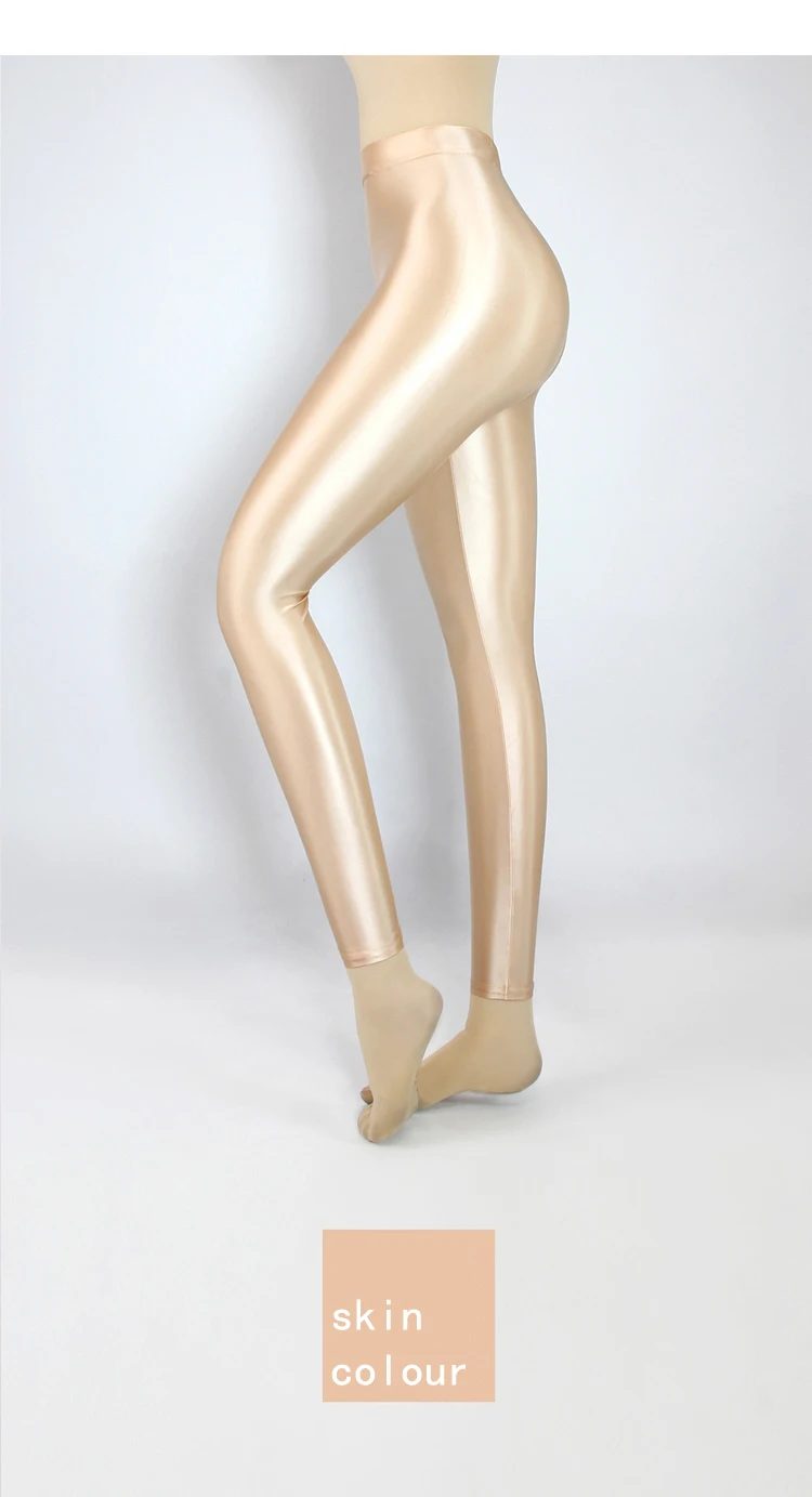 XCKNY new color Satin Glossy silky luster pantyhose sexy high waist tight Capris smooth high elastic Leggings swim glossy pants wide leg trousers