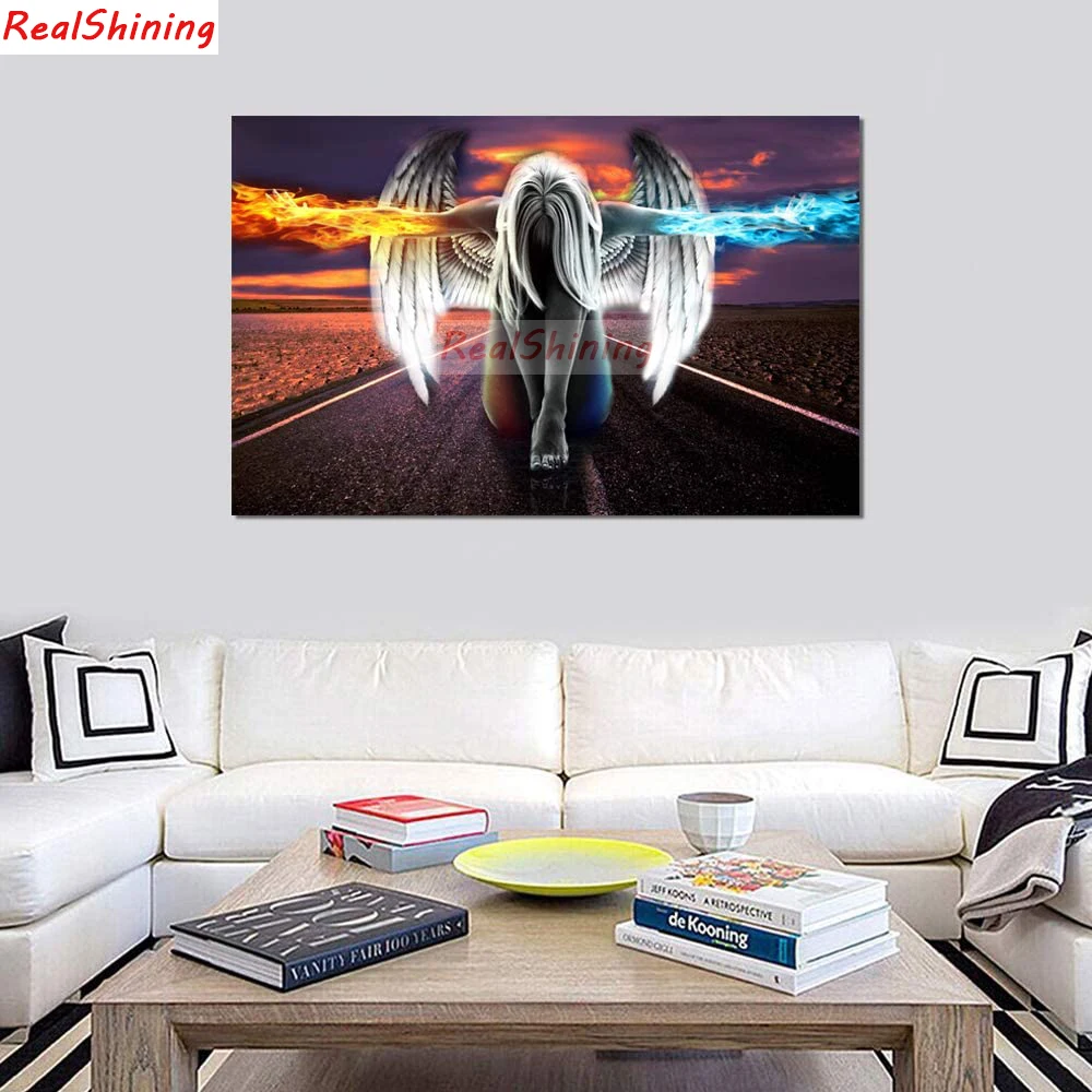 5D Diy Diamond Painting Cross Stitch full Square Embroidery Ice and Fire Angel picture for room Decor H2463 | Дом и сад