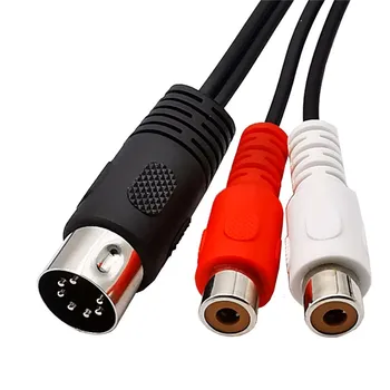 

0.5m 1m 1.5m MIDI Cable 7-Pin DIN Male to 2 Dual RCA Female Plug Audio Cable 7pin to 2 x RCA