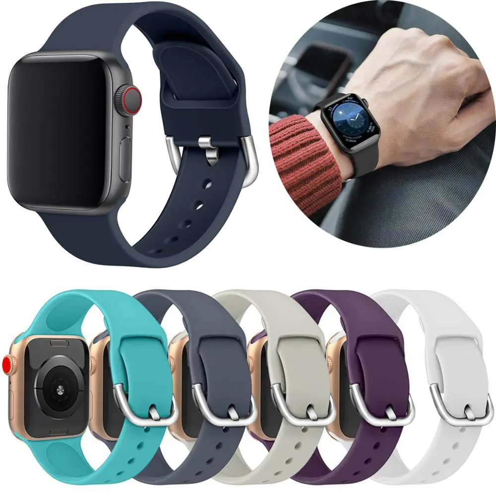 1 шт для наручных часов Apple Watch силиконовый сменный спортивный ремешок петли чехол для телефона на руку серии 4, версия 1, 2, 3, ремешок 38/42/40/44 мм Смарт-часы аксессуары