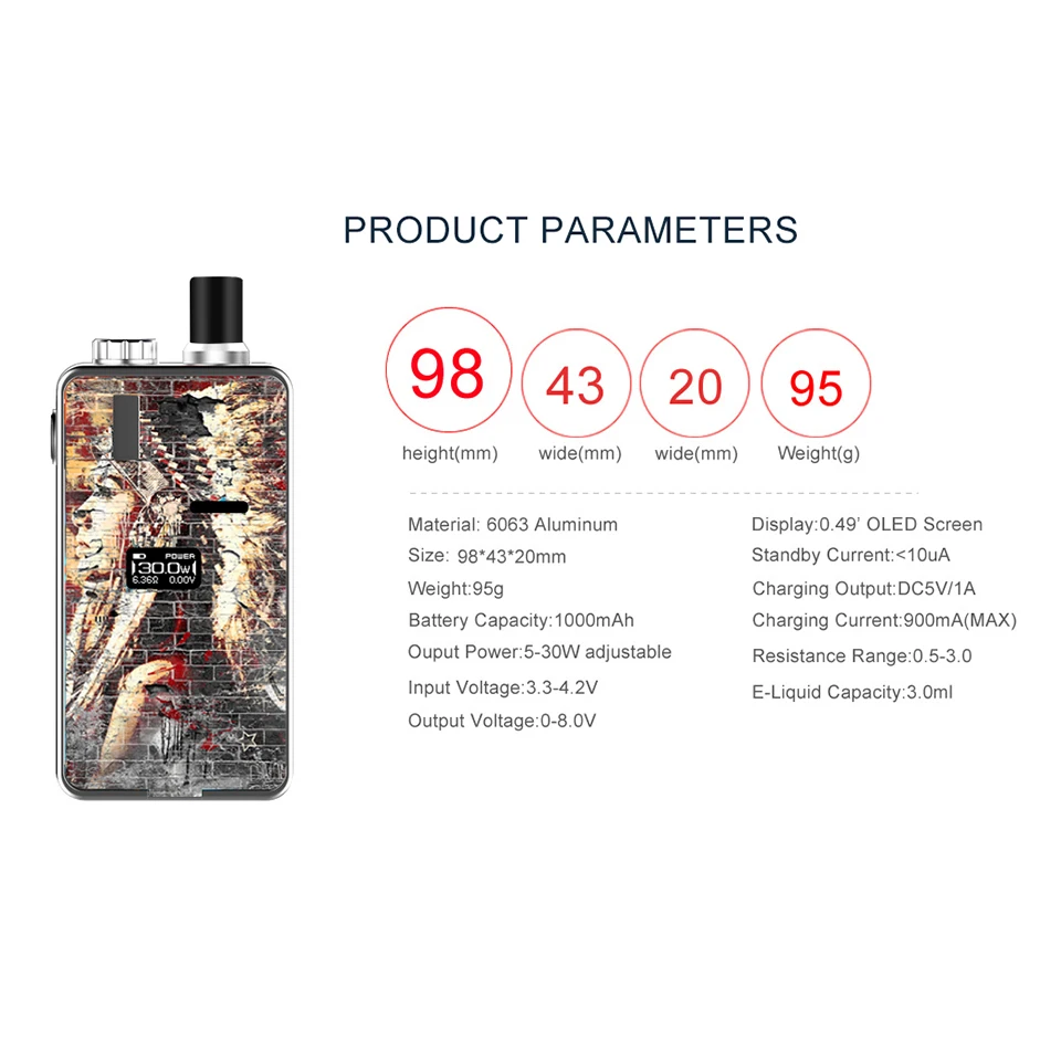 Набор вейпов HUGO Vapor Kylin 30W Pod 1000 мА/ч 15 Вт 30 3 мл с 1 5 дюймовым экраном полимерным и