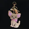 2022 Fashion Chihuahua Dog Crystal Bag Accessories for Women Yellow Gold Color Keyring Jewelry llaveros para mujer K2502S01 ► Photo 2/6