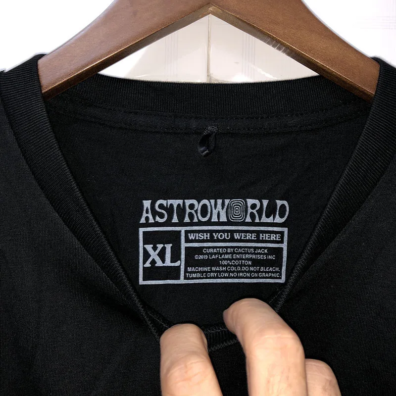 Черный Трэвиса Скотта Astroworld Tour футболка хип-хоп мода короткий рукав Мужчины Женщины Летний стиль Трэвиса Скотта ASTROWORLD футболка