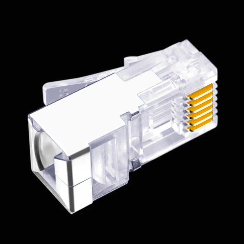 Linha Telefone Conector com Cabeça de Cristal Modular Plug Shield Cobre Shell Corpo Longo Ftp Núcleo Rj11 Rj12 6p6c 50 Pcs - Imagem 4