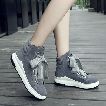 

EshtonShero Wedge Med Heels Round Toe Winter Ankle Boots Riding Boots Cow Leather Lace Up Classic Women Snow Boots Size 3-8