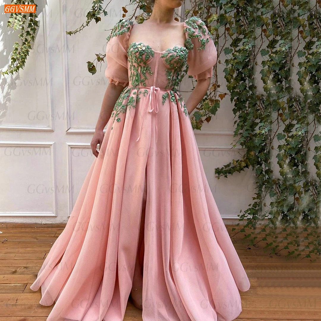 Pink Prom Dresses Long 2021 Vestido De Fiesta Largo A Line Tulle Appliqus Beading платье на выпускной Women Birthday Party Dress plus size prom & dance dresses