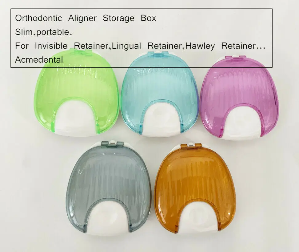 

10Pcs Dental Invisible Brace Retainer Clear Aligner Box Storage Case Slim 5Color