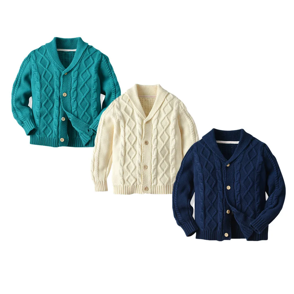 

2019 autumn and winter children's twisted flower opening sweater Europe and America Ins winter children twisted cardigan sweater