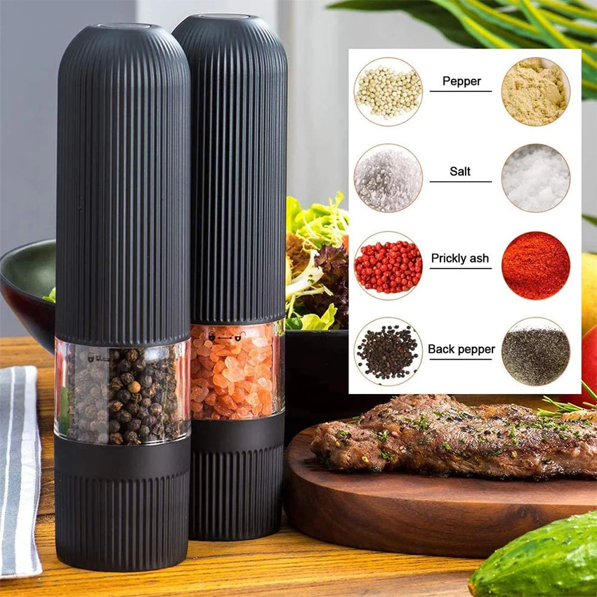 Electric Automatic Pepper Salt Mill Spice Grinder Adjustable Sea Salt