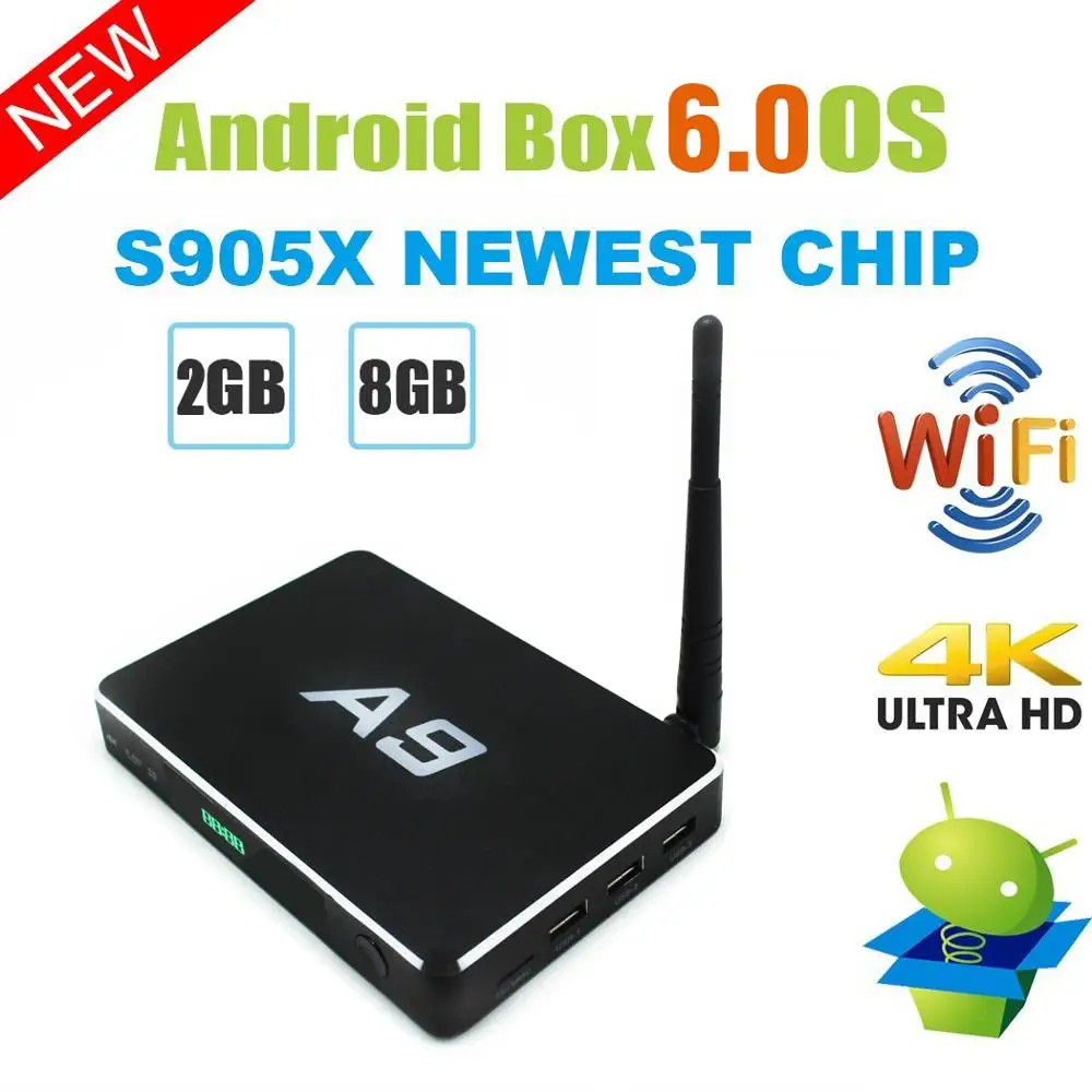 Vmade Android tv Box wifi 4K H.265 IP tv Google tv медиаплеер A9 Plus Amlogic S905X четырехъядерный Youtube Netflix 2+ 8GB телеприставка