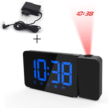 

Always On Projection Alarm Clock Large Display FM Radio Clocks Backlight Change Home Decoration Watch With DC Power Projector