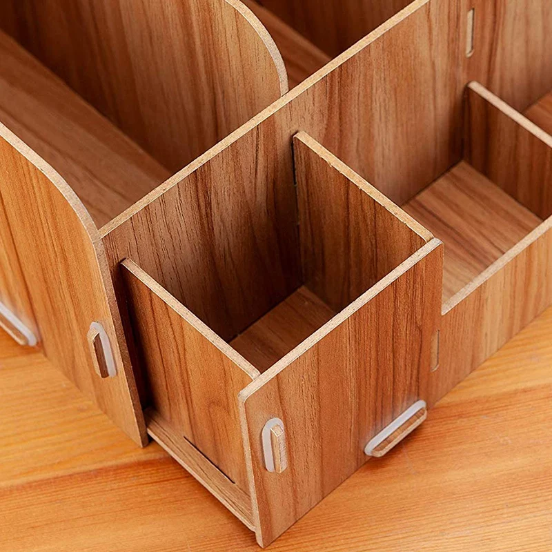 Деревянный настольный офисный органайзер для канцелярских принадлежностей| |
