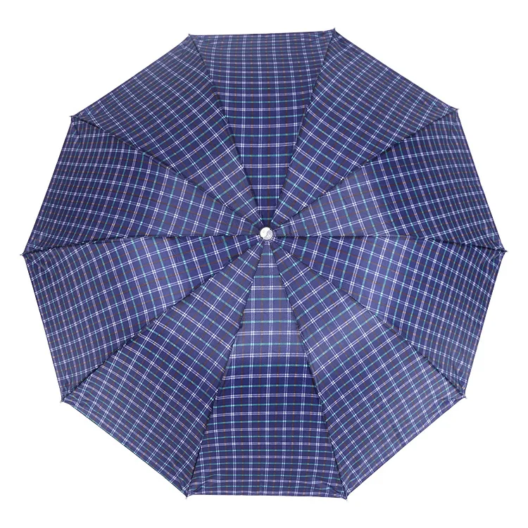 

Umbrella 10 Bone Extra-large Plaid Reinforced Business Customizable Three Fold Gift Folding Umbrella