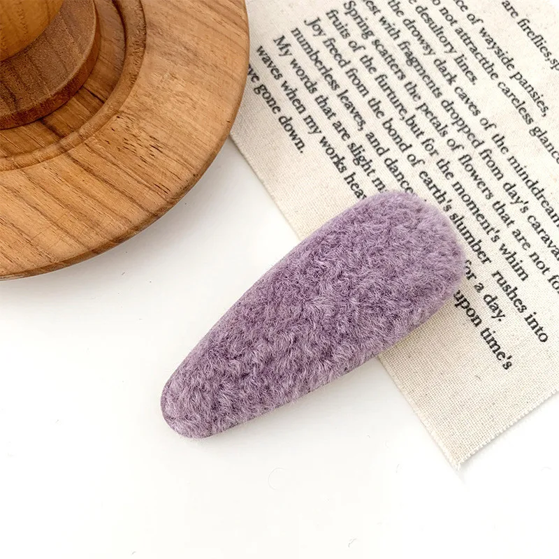 5 purple 1 шт. корейский карамельный цвет, плюшевые заколки для волос из искусственного меха, BB зажимы для девочек, геометрические капли, женские шпильки, аксессуары для волос - Цвет: 5 purple
