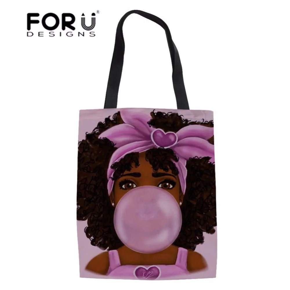 FORUDESIGNS/черные Волшебные хозяйственные сумки для девочек, африканская сумка на плечо, женские холщовые сумки, женская Экологичная сумка-шоппер, сумка Bolsa