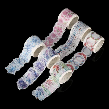 

64pcs/Roll Flower Petals Sticker Washi Tape DIY Decorative Scrapbooking Masking Tape Adhesive Label Snowflake Sticker Stationery
