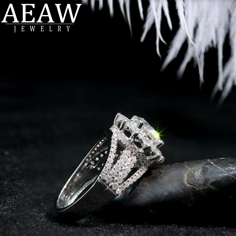 Роскошное 18 к белое золото 6,5 мм 1.0ct Подсолнечник Муассанит алмаз обручальное кольцо для женщин ювелирные украшения D Цвет Муассанит кольцо
