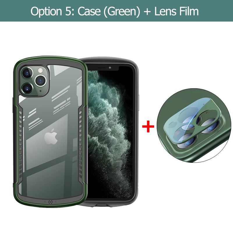 case metal film Чехол Shookproof для iPhone 11 Pro Max, прозрачная подушка безопасности, чехол для игрового плеера, защитный чехол, металлическая пленка для объектива, защита экрана Xundd - Цвет: case metal film