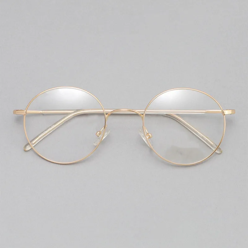 

OEYEYEO New Round Metal Spectacles Frame Men's Retro Light And Strong Eyeglasses Ladies Simple Atmosphere Chic Myopia Eyewears