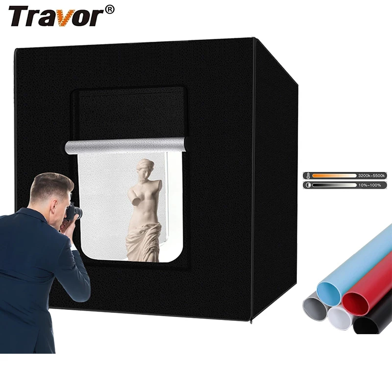 Travor Photo Light Box 80cm Portable Softbox Bi color LED Lightbox With