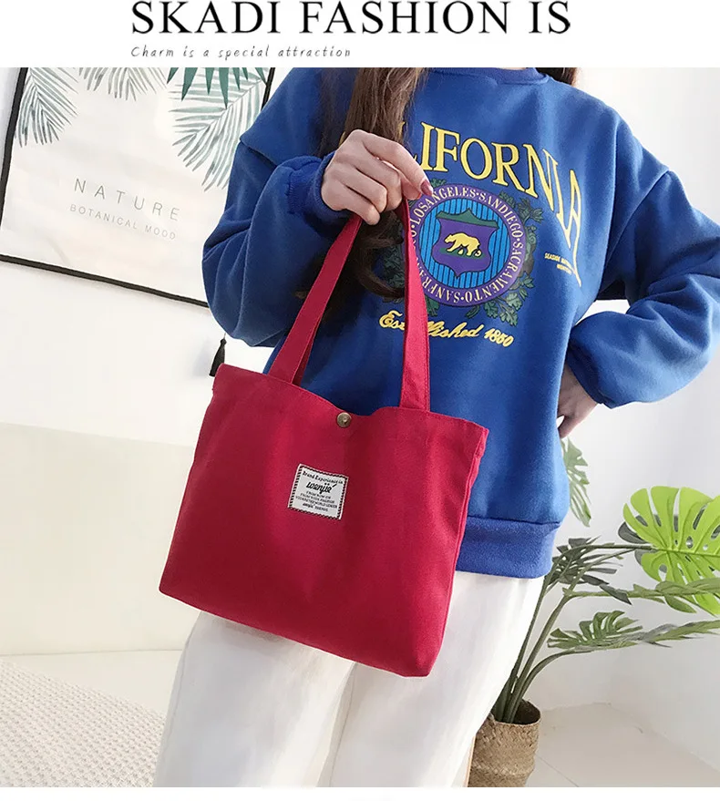 

Carry Bag Women's Canvas Shoulder INS Korean-style Students Laziness Canvas Bag Harajuku Ulzzang Large Capacity Shopping Bag
