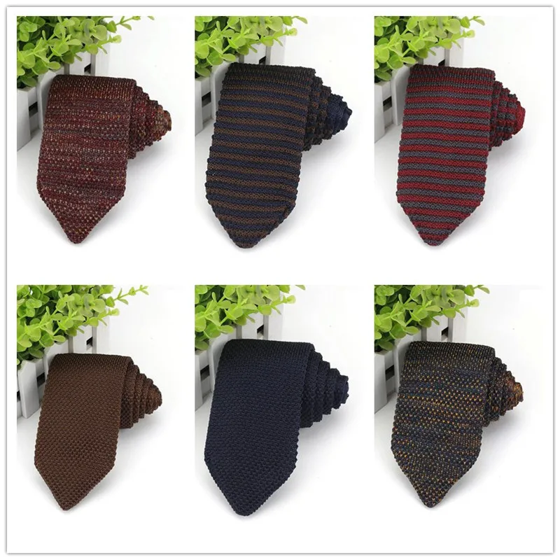 

Knitted Mens ties Knit Leisure Triangle Ties for men Striped Neck Tie formal dress Men Classic corbatas Woven Designer Cravat