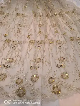 

heavy handmade 6 color beaded african tulle net lace JOY-31511 african tulle lace with clssic flower fabric for party dress