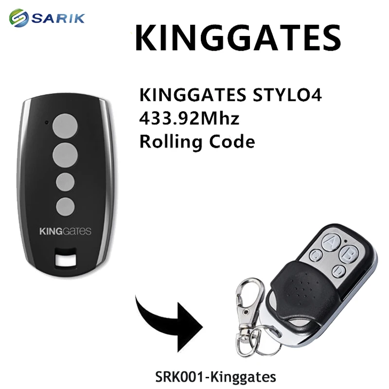 

4pcs King Gates Stylo 4K garage remote replacment 433.92mhz handheld transmitter Kinggates gate control key fob rolling code