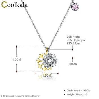 

Coolkala Creative 925 necklace snowflake double two-color sterling silver choker pendant jewelry