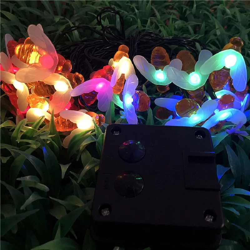 New Solar Powered Cute Honey Bee Led String Fairy Light 20leds 50leds Bee Outdoor Garden Fence Patio Christmas Garland Lights solar porch light