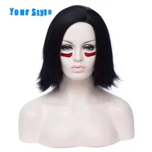 Ваш стиль короткий боб прямой черный парик для косплея мужчин синтетическое высокотемпературное волокно