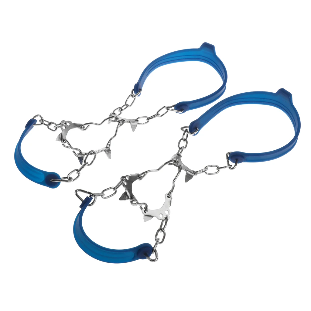 6-Teeth Ice Snow Traction Cleats Spikes Shoes Footwear Trail Crampons Anti-skid Grips for Winter Walking Fishing Hiking Jogging