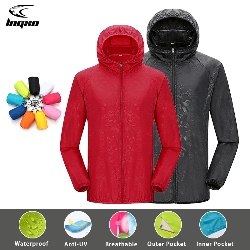 LNGXO Unisex Waterproof Outdoor Sport Jacket Men Women Hiking Camping
