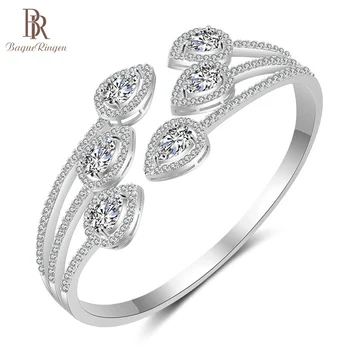 

Bague Ringen Trendy Bracelet for Women Silver 925 Jewelry Water Drop Shaped Gemstones Female Bangle for Wedding Zircon Opening