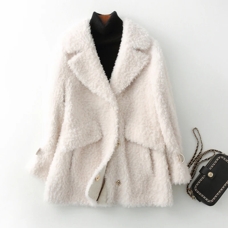 

Winter Coat Women 100% Sheep Shearing Jacket Female Real Fur Coat Korean Vintage Wool Jackets Ladies Manteau Femme Hiver L19101