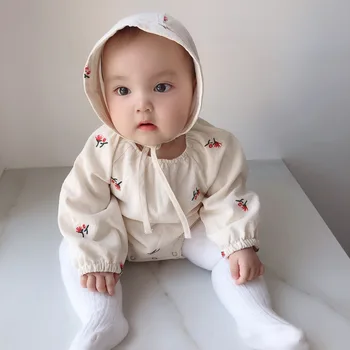 

MILANCEL Spring baby clothing embroidery toddler girls bodysuits baby one piece with hat
